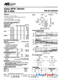 Datasheet SW-221PIN manufacturer M/A-COM