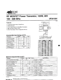 Datasheet UF28100V manufacturer M/A-COM