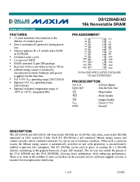 Datasheet DS1220AB-100 manufacturer MAXIM