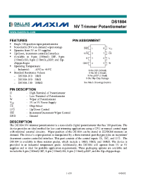 Datasheet DS1804X-050 manufacturer MAXIM