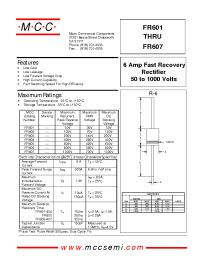 Datasheet FR602 manufacturer MCC