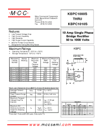 Datasheet KBPC1001S manufacturer MCC