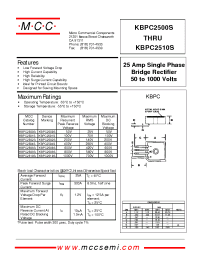 Datasheet KBPC2501S manufacturer MCC