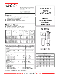 Datasheet MBR1060CT manufacturer MCC