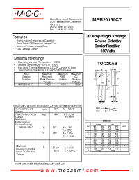 Datasheet MBR20150 manufacturer MCC