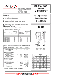 Datasheet MBR3020WT manufacturer MCC