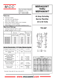 Datasheet MBR4035WT manufacturer MCC