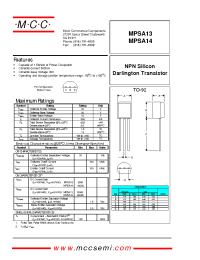 Datasheet MPSA13 manufacturer MCC