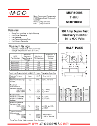 Datasheet MUR10005 manufacturer MCC