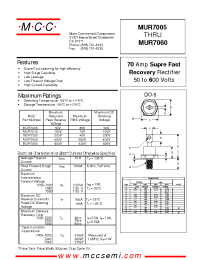 Datasheet MUR7020 manufacturer MCC
