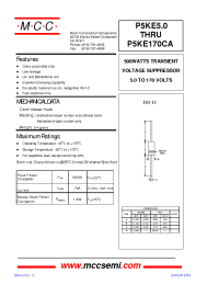 Datasheet P5KE150CA manufacturer MCC