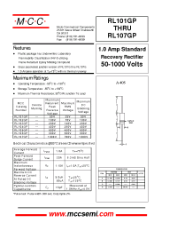 Datasheet RL101GP manufacturer MCC