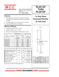 Datasheet RL256GP manufacturer MCC