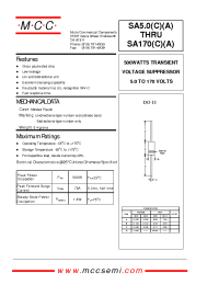 Datasheet SA100A manufacturer MCC