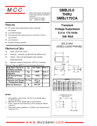 Datasheet SMBJ100A manufacturer MCC