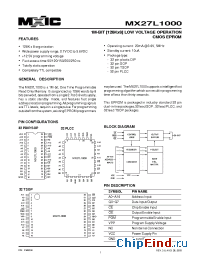 Datasheet MX27L1000TC-15 manufacturer Macronix