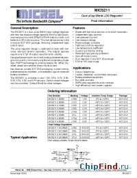 Datasheet MIC5211-3.3/5.0BM6 manufacturer Micrel