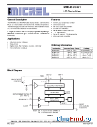 Datasheet MM5450BV manufacturer Micrel