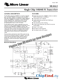 Datasheet ML4663 manufacturer Micro Linear