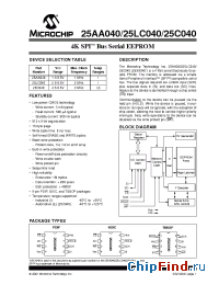 Datasheet 25AA040T-I/SN manufacturer Microchip