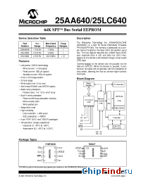 Datasheet 25AA640T-I/P manufacturer Microchip