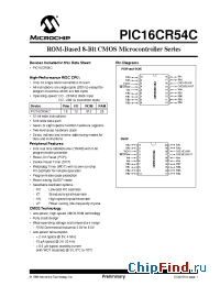 Datasheet PIC16C54A-10E/SS manufacturer Microchip
