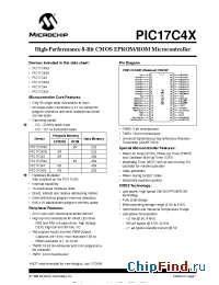 Datasheet PIC17C42-08I/JW manufacturer Microchip