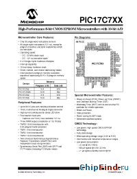 Datasheet PIC17C752-08I/JW manufacturer Microchip