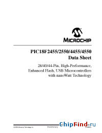 Datasheet PIC18F4455E/PT manufacturer Microchip
