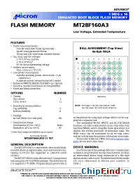 Datasheet MT28F160A3-11T manufacturer Micron