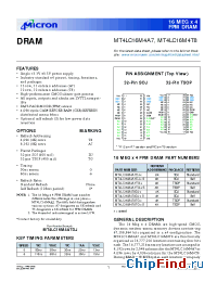 Datasheet MT4LC16M4T8TG-5S manufacturer Micron