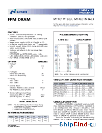 Datasheet MT4LC1M16C3-7L manufacturer Micron