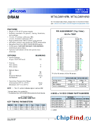 Datasheet MT4LC4M16N3TG-5 manufacturer Micron