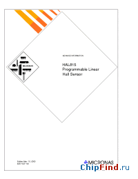 Datasheet HAL815K manufacturer Micronas