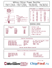 Datasheet 1N1128A manufacturer Microsemi