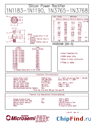 Datasheet 1N3765R manufacturer Microsemi