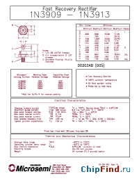 Datasheet 1N3911R manufacturer Microsemi