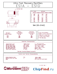 Datasheet ES1A-J manufacturer Microsemi