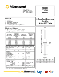 Datasheet FR601-07 manufacturer Microsemi