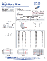 Datasheet BHP-800 manufacturer Mini-Circuits