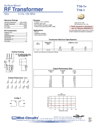 Datasheet T16-1+ manufacturer Mini-Circuits