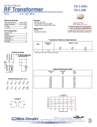 Datasheet T2-1-2W+ manufacturer Mini-Circuits
