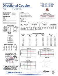 Datasheet TCD-10-1W-75+ manufacturer Mini-Circuits