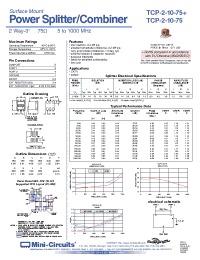 Datasheet TCP-2-10-75+ manufacturer Mini-Circuits