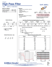 Datasheet VHF-4600+ manufacturer Mini-Circuits