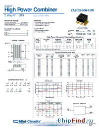 Datasheet ZA2CS-500-15W manufacturer Mini-Circuits