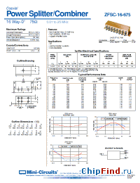 Datasheet ZFSC-16-675 manufacturer Mini-Circuits