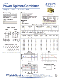 Datasheet ZFSC-2-11B-S+ manufacturer Mini-Circuits