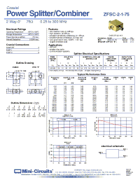 Datasheet ZFSC-2-1-75B+ manufacturer Mini-Circuits