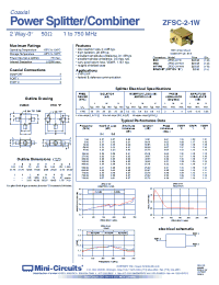 Datasheet ZFSC-2-1W manufacturer Mini-Circuits